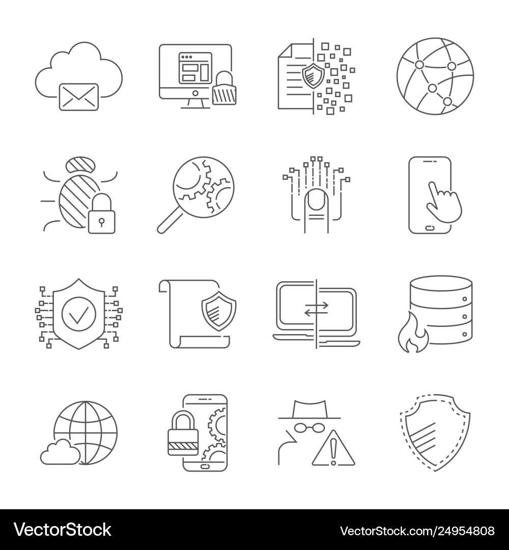 Data Security and Network Icons Vector Image