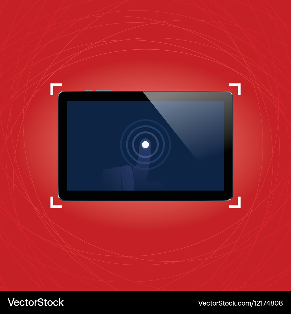 Digital tablet with shiny sensor screen touch vector image