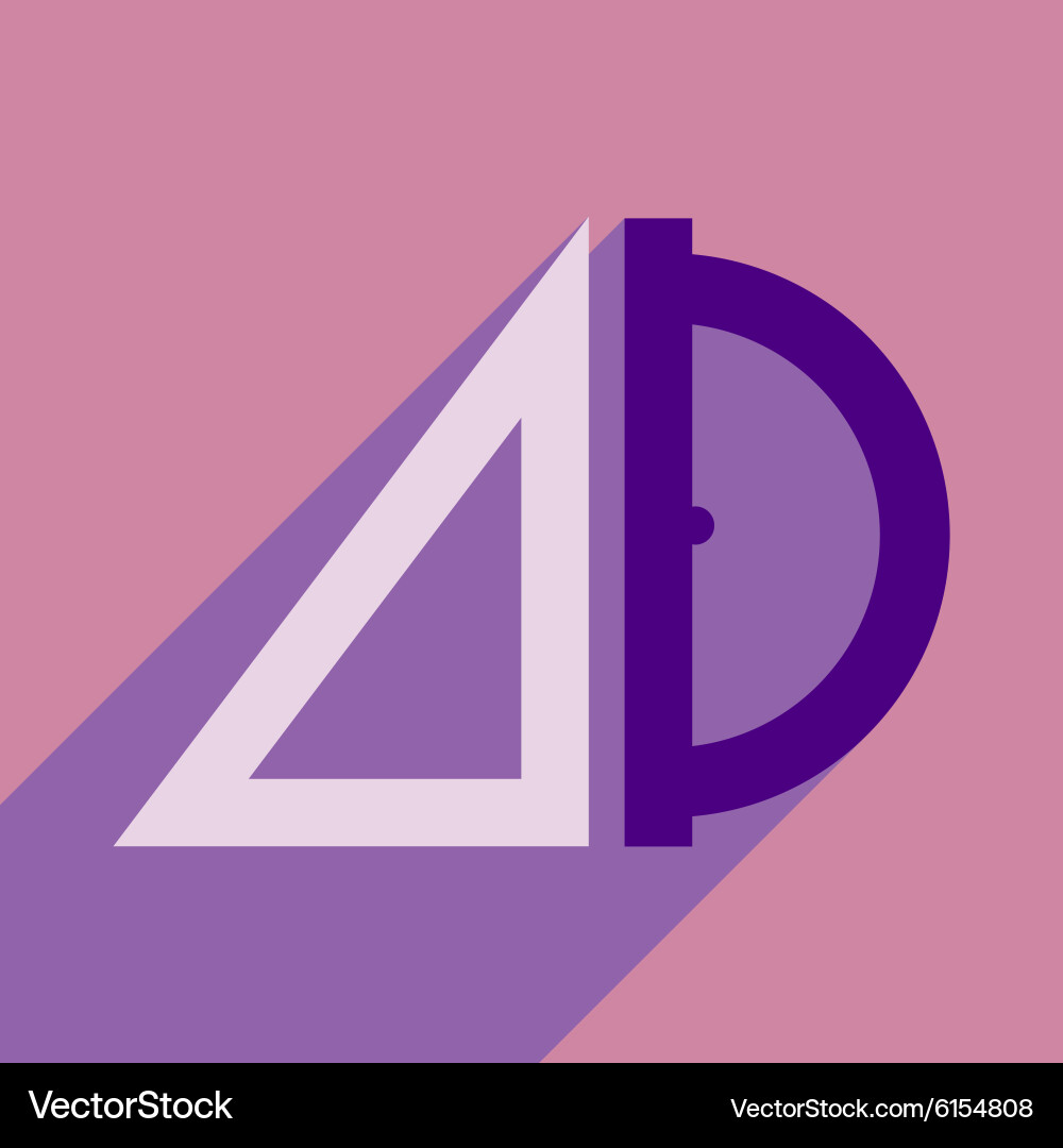 Flat with shadow icon and mobile application ruler vector image