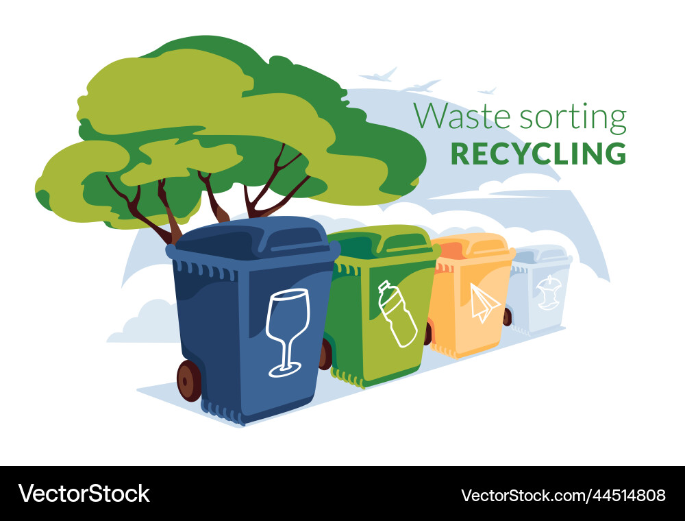 Four refuse bins for different types of garbage Four refuse bins for different types of garbage vector image