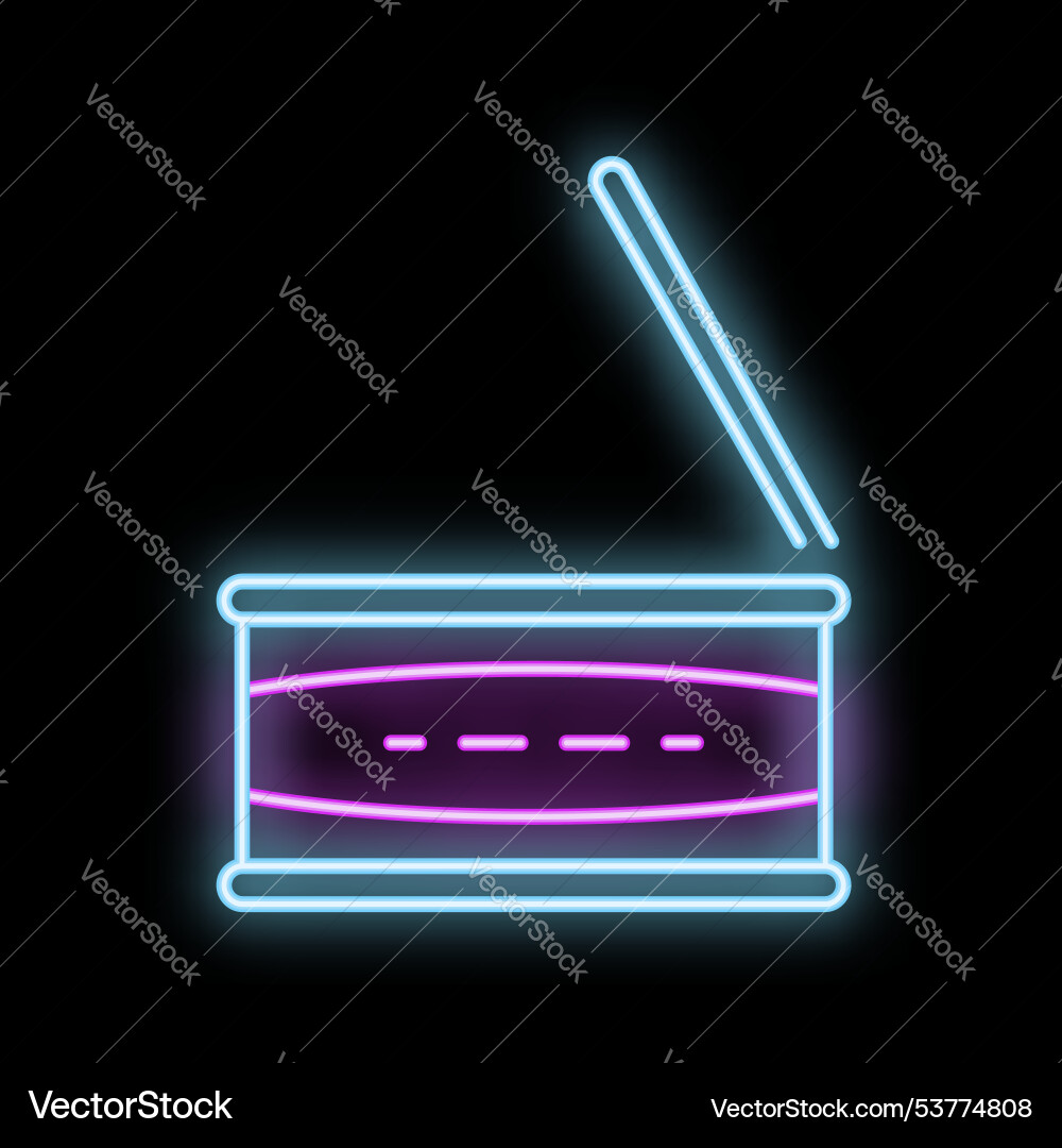Glowing neon line opened tin can with key on black Vector Image
