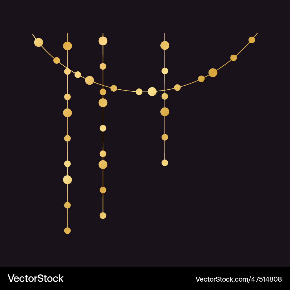 Horizontal border of abstract gold string light Vector Image