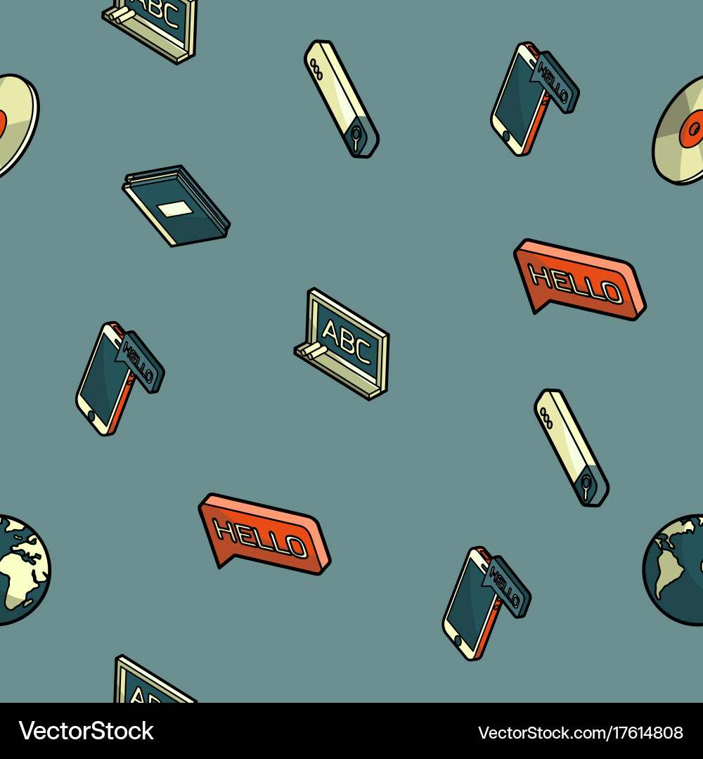 Languages color outline isometric pattern Vector Image