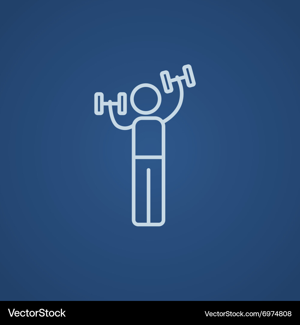 Man exercising with dumbbells line icon Vector Image