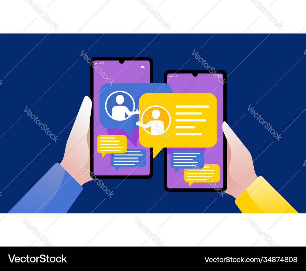 Messenger concept - smart phone with dialog boxes Vector Image