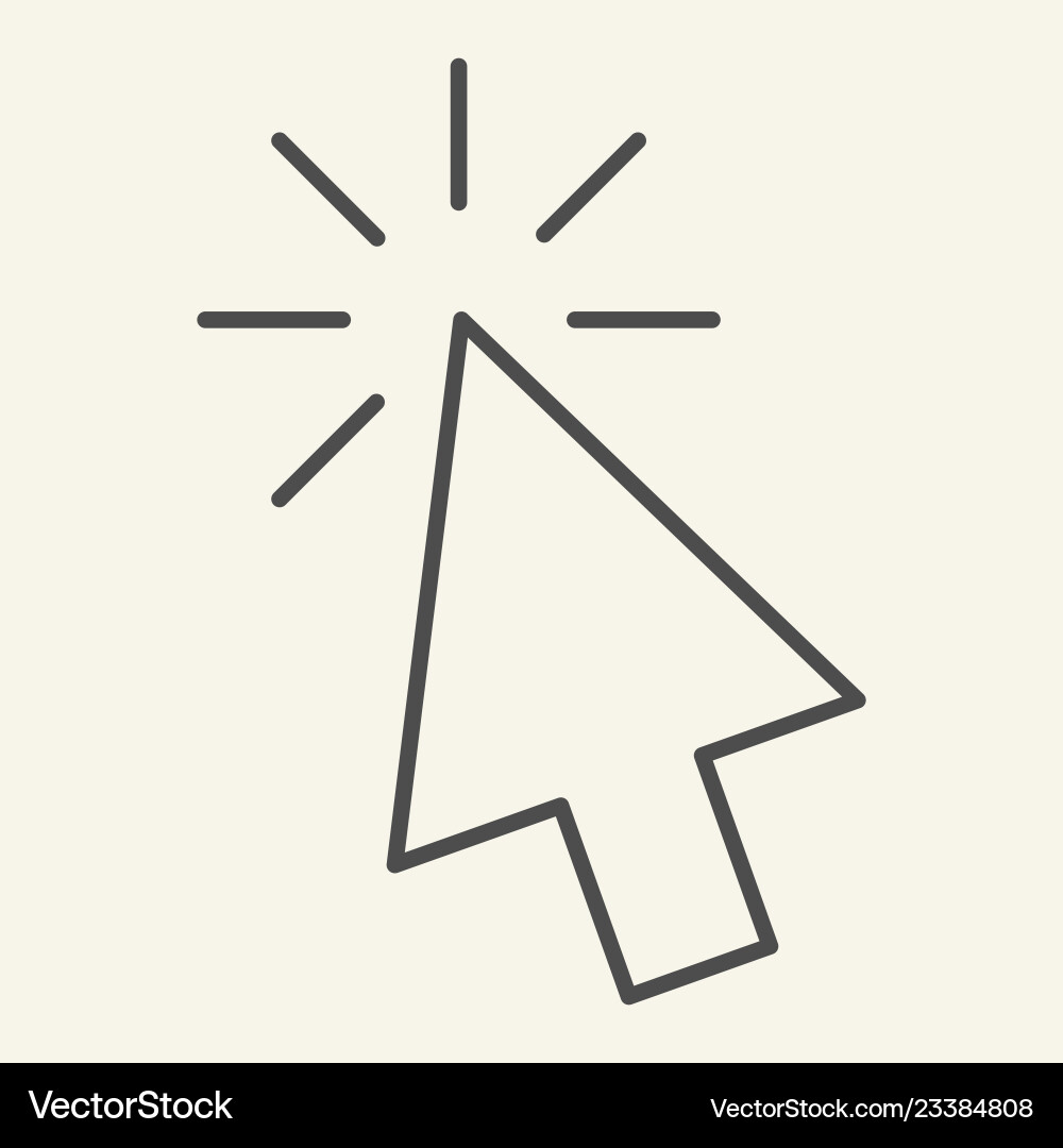 Pointer thin line icon mouse cursor Pointer thin line icon mouse cursor vector image