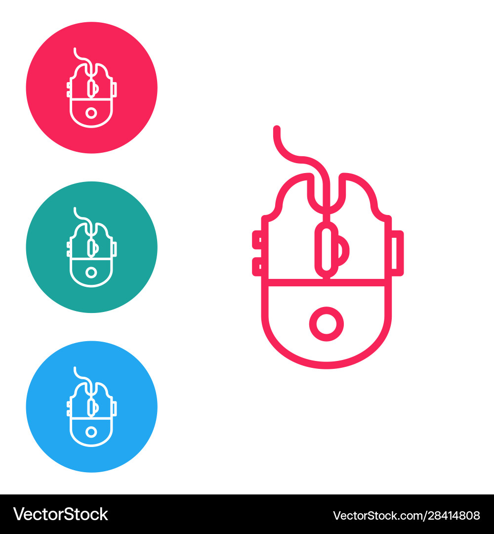 Red line computer mouse gaming icon isolated Red line computer mouse gaming icon isolated vector image