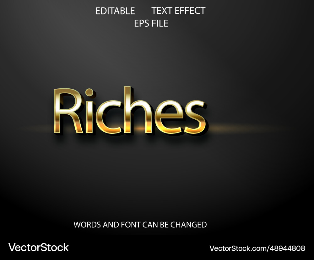 Riches editable text effect 3d font style use vector image