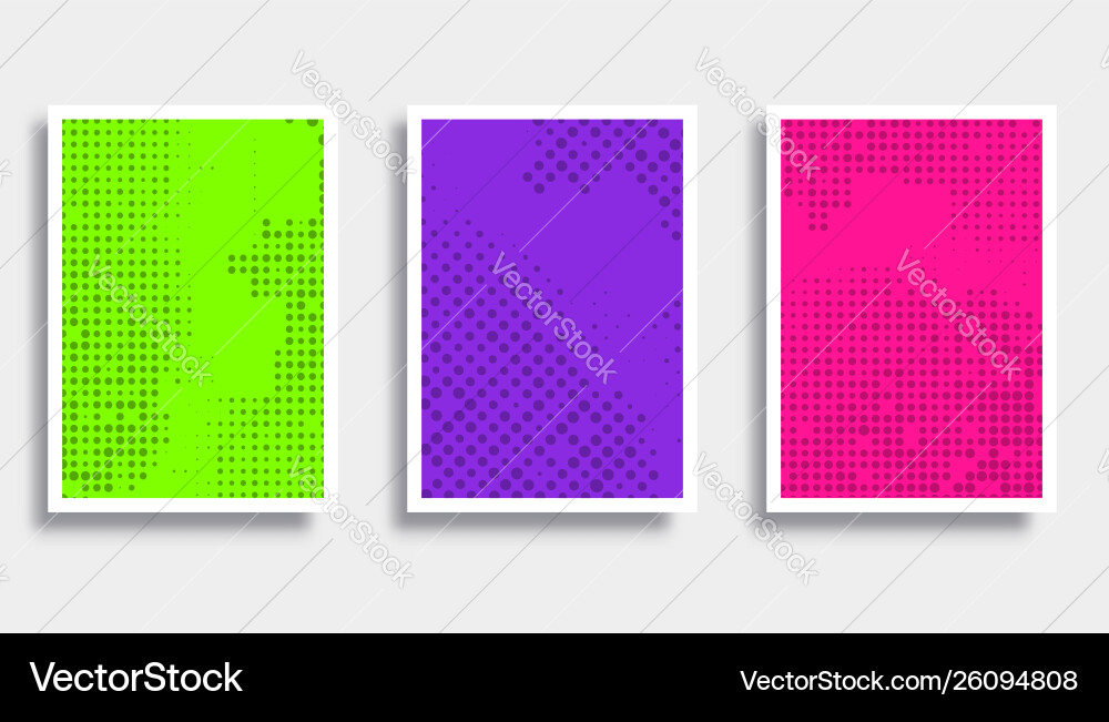 Set colorful backgrounds with halftone pattern vector image