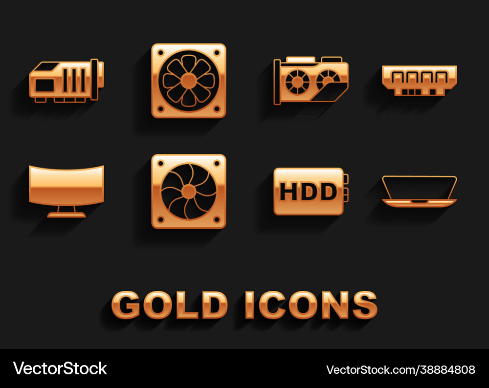 Set computer cooler ram random access memory vector image