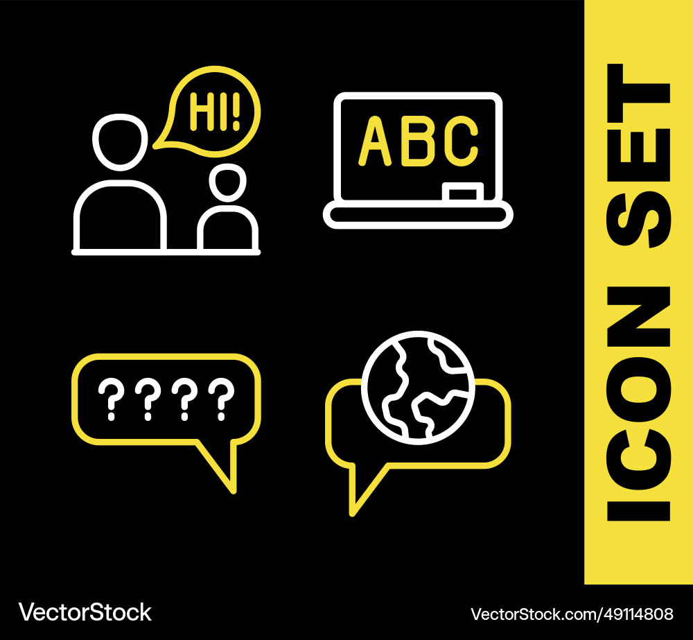 Set line chalkboard learning foreign languages Vector Image