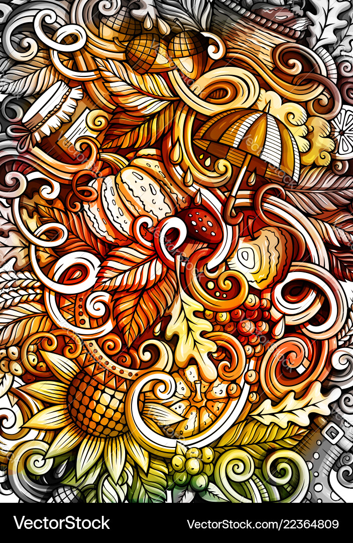 Autumn Watercolor Doodles Vector Image