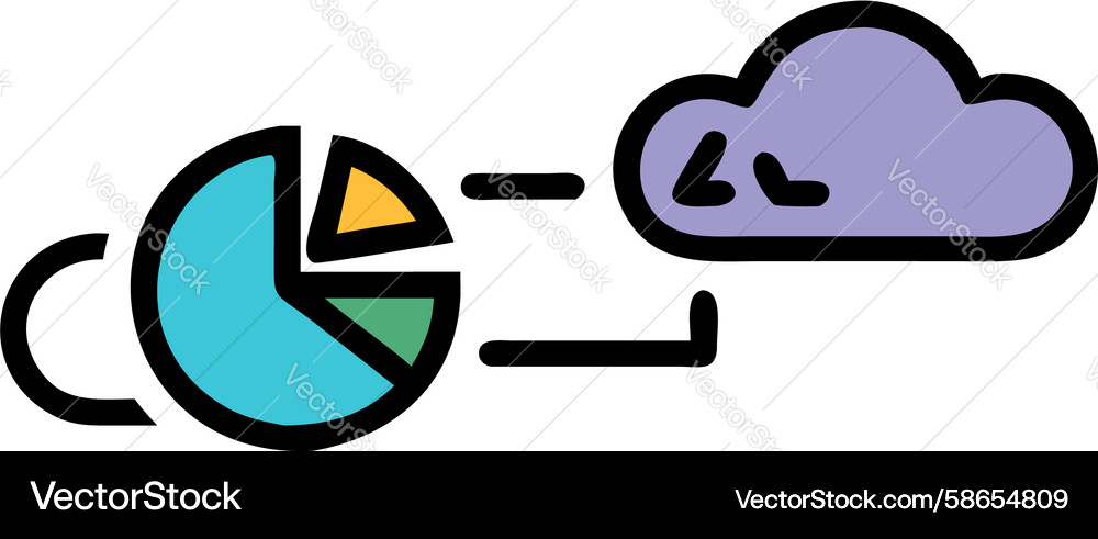 Cloud data analytics icon pie chart Vector Image