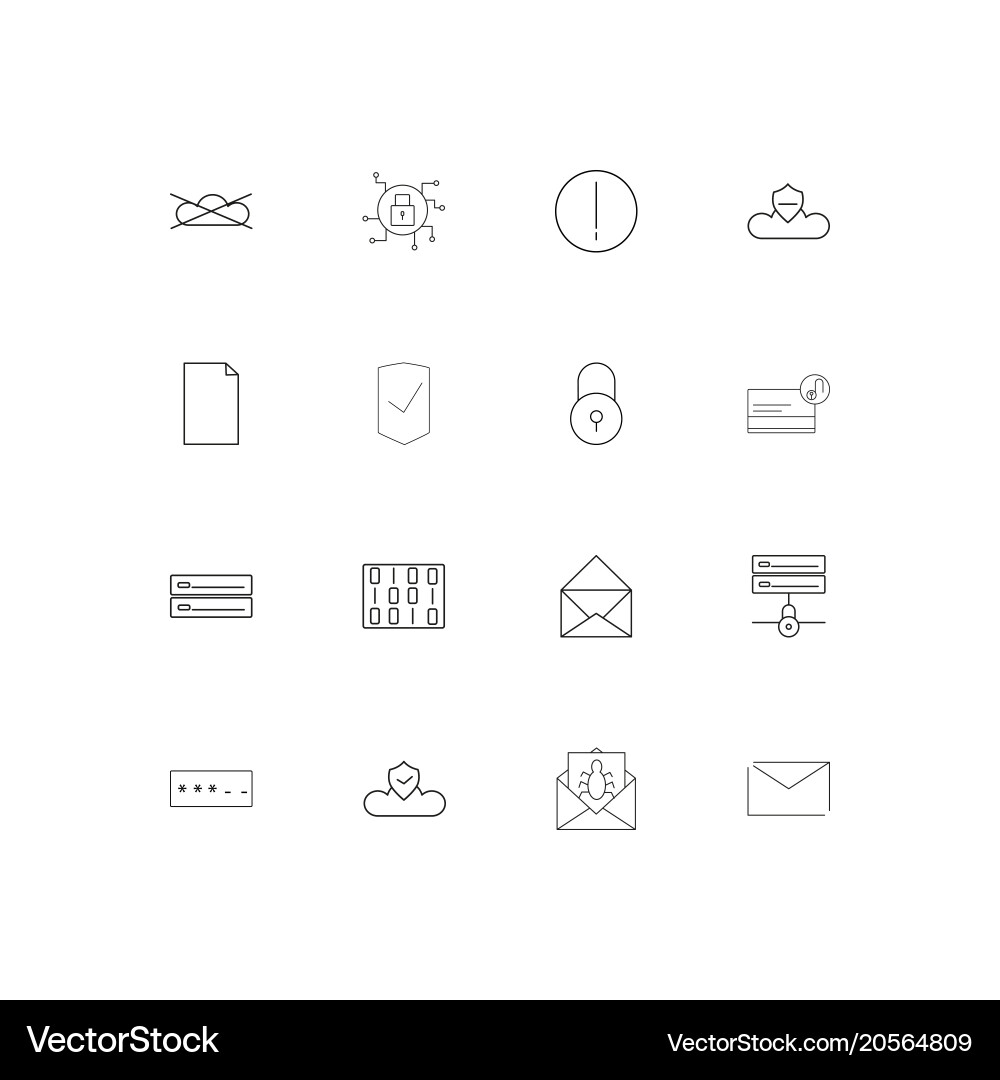 Cyber security simple linear icons set outlined Vector Image