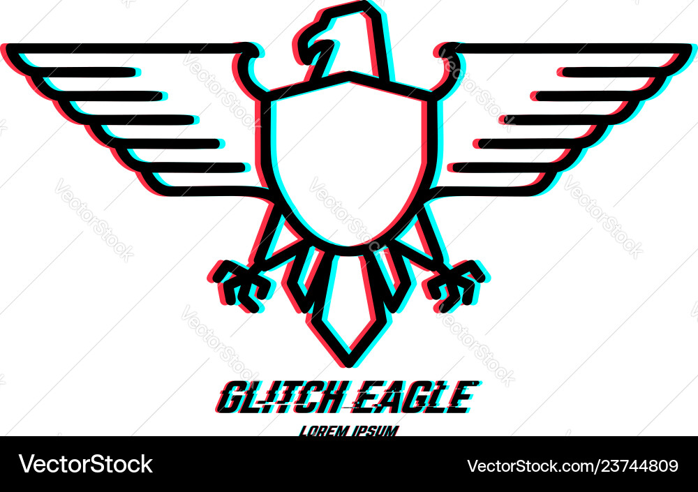 Eagle sign with glitch effect design element vector image