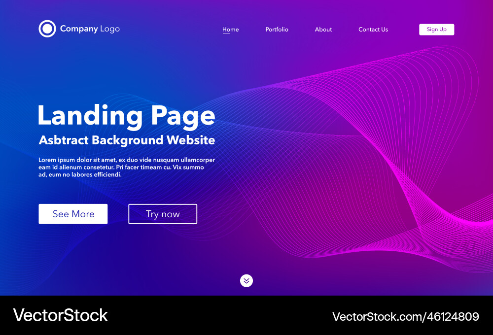 Landing page abstract wave background website Landing page abstract wave background website vector image