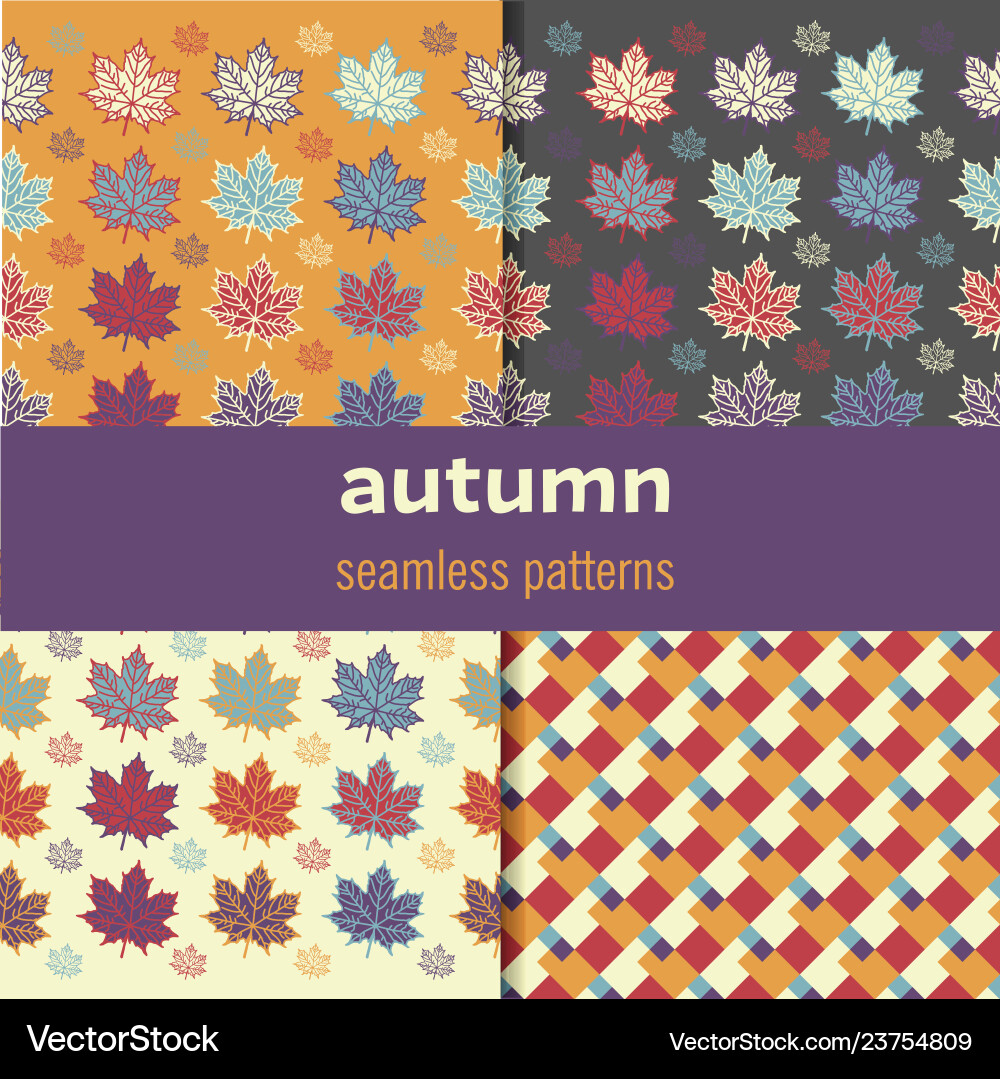 Maple leaf seamless patterns set Maple leaf seamless patterns set Vector Image