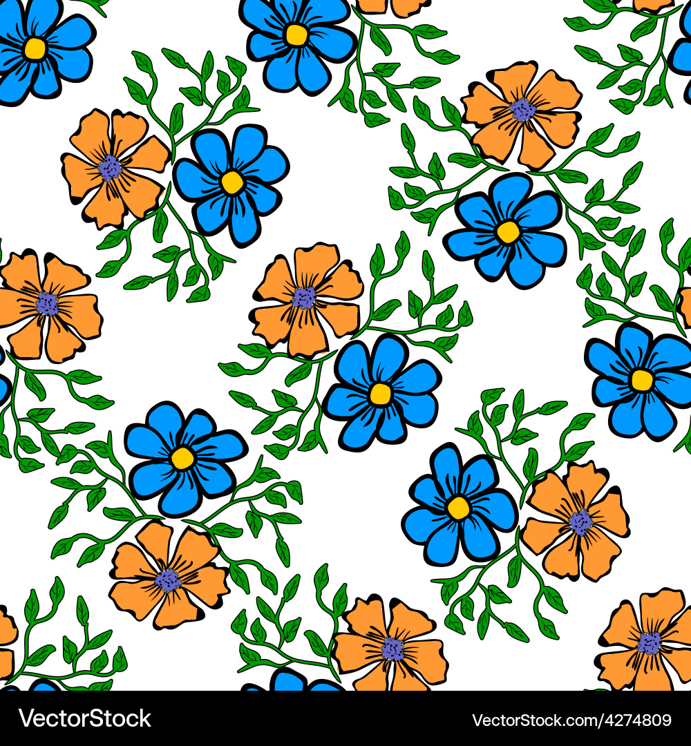 Seamless color pattern with flowers Vector Image