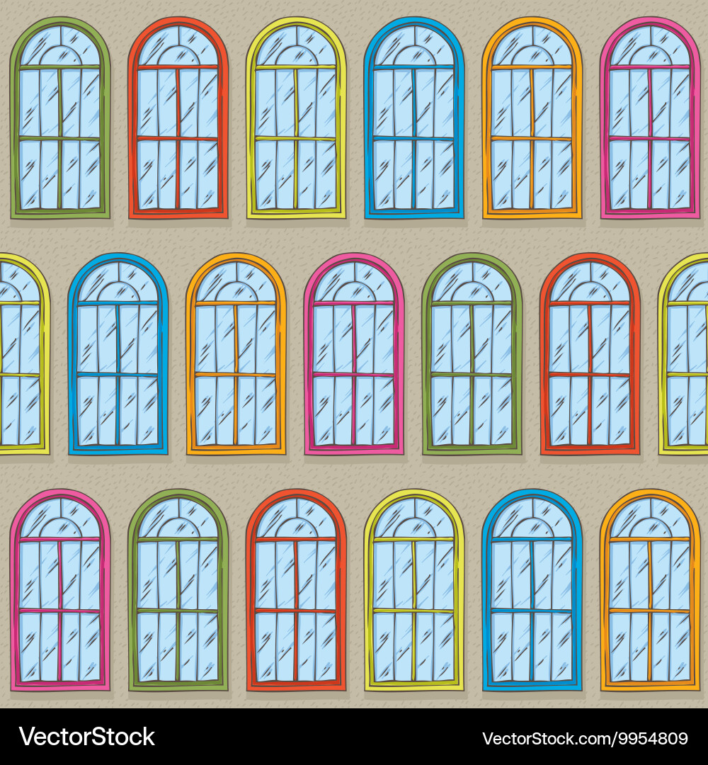 Seamless pattern with color windows vector image