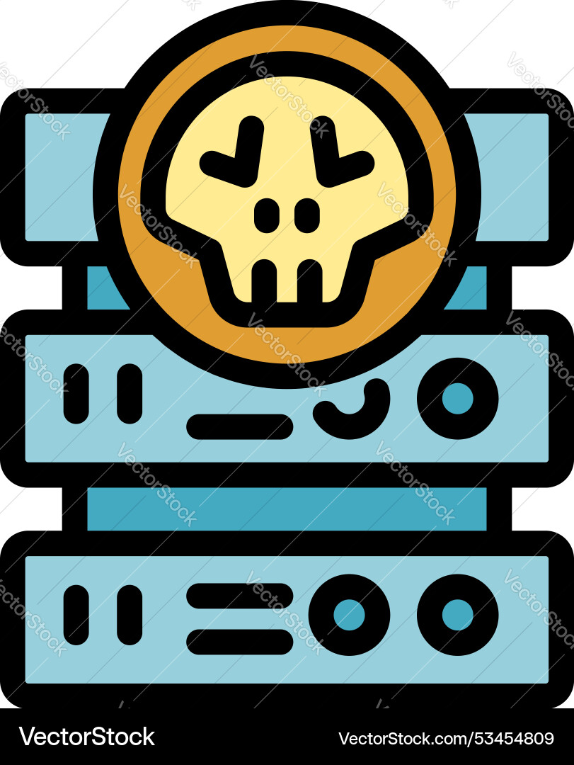 Server under attack showing skull icon Server under attack showing skull icon vector image