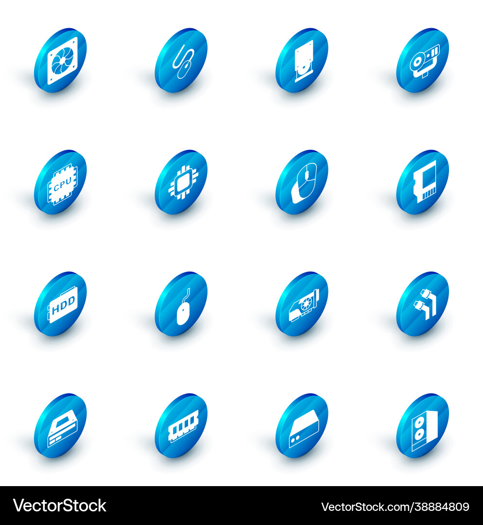 Set computer mouse optical disc drive web camera Set computer mouse optical disc drive web camera vector image
