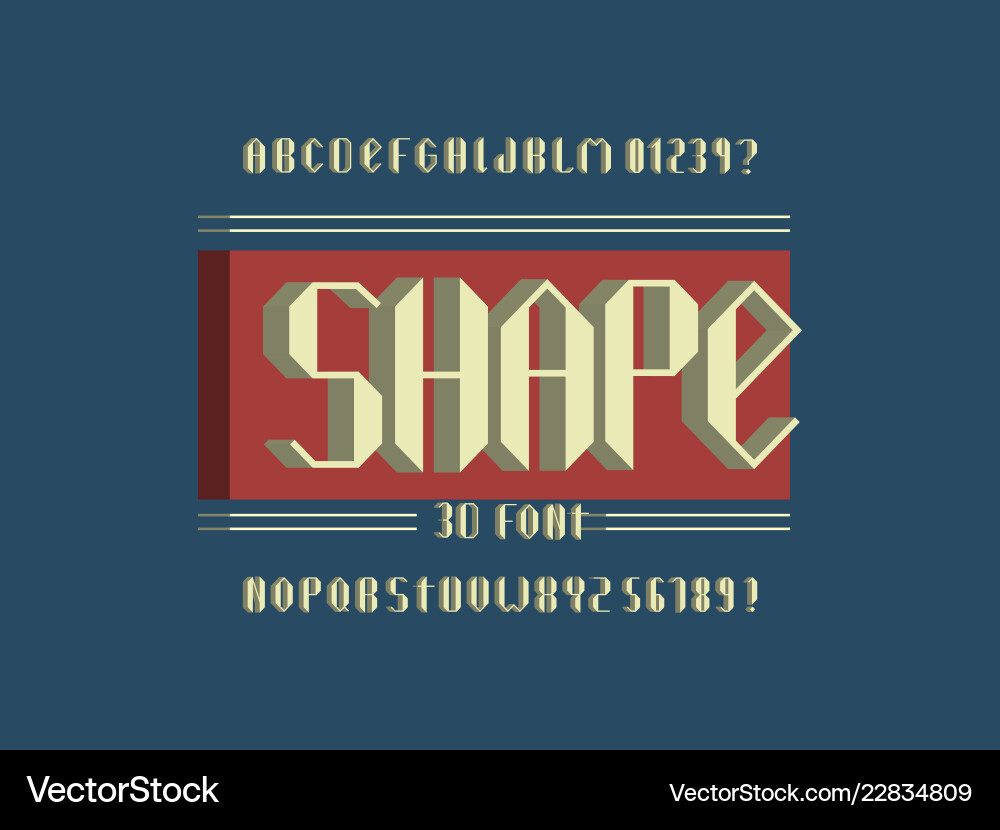 Shape 3d font alphabet Shape 3d font alphabet vector image