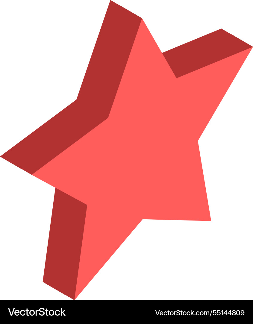 Simple red five pointed star with three Vector Image