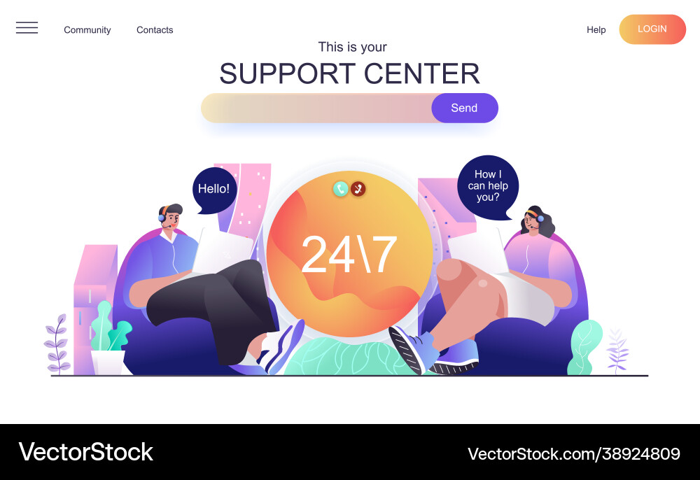 Support center web concept for landing page Support center web concept for landing page vector image