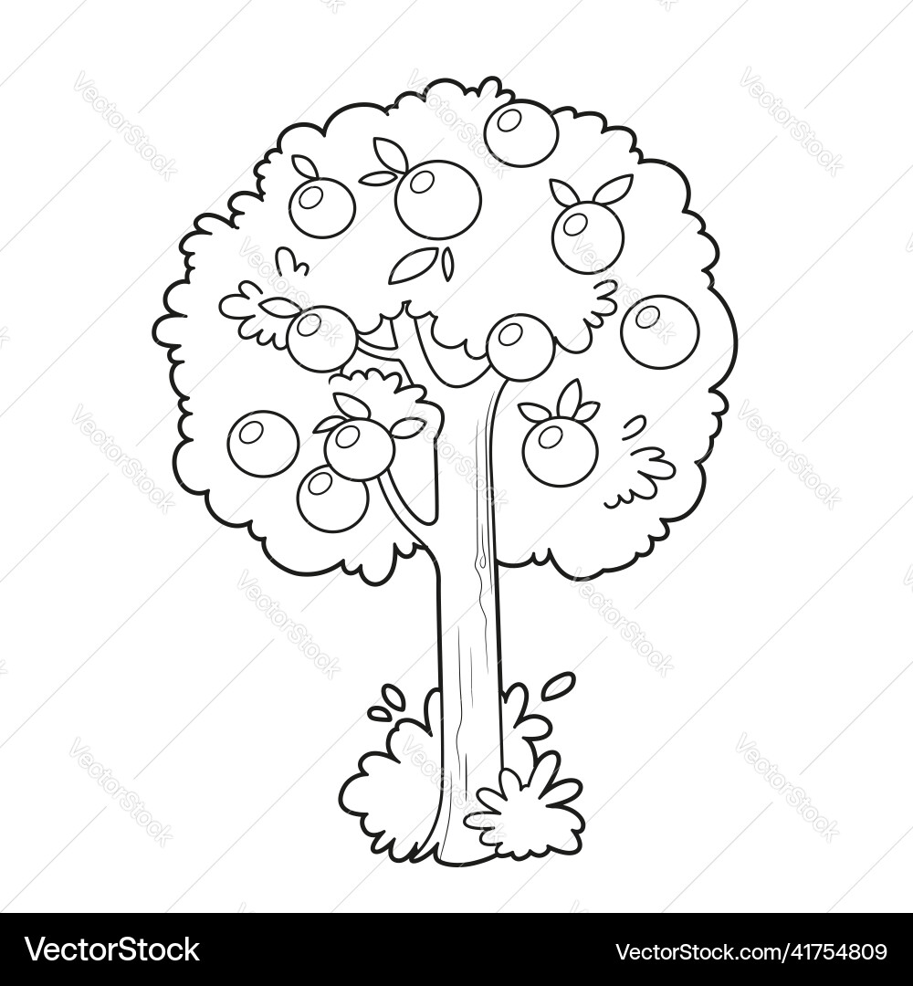Tree with apples in the crown outlined Tree with apples in the crown outlined vector image