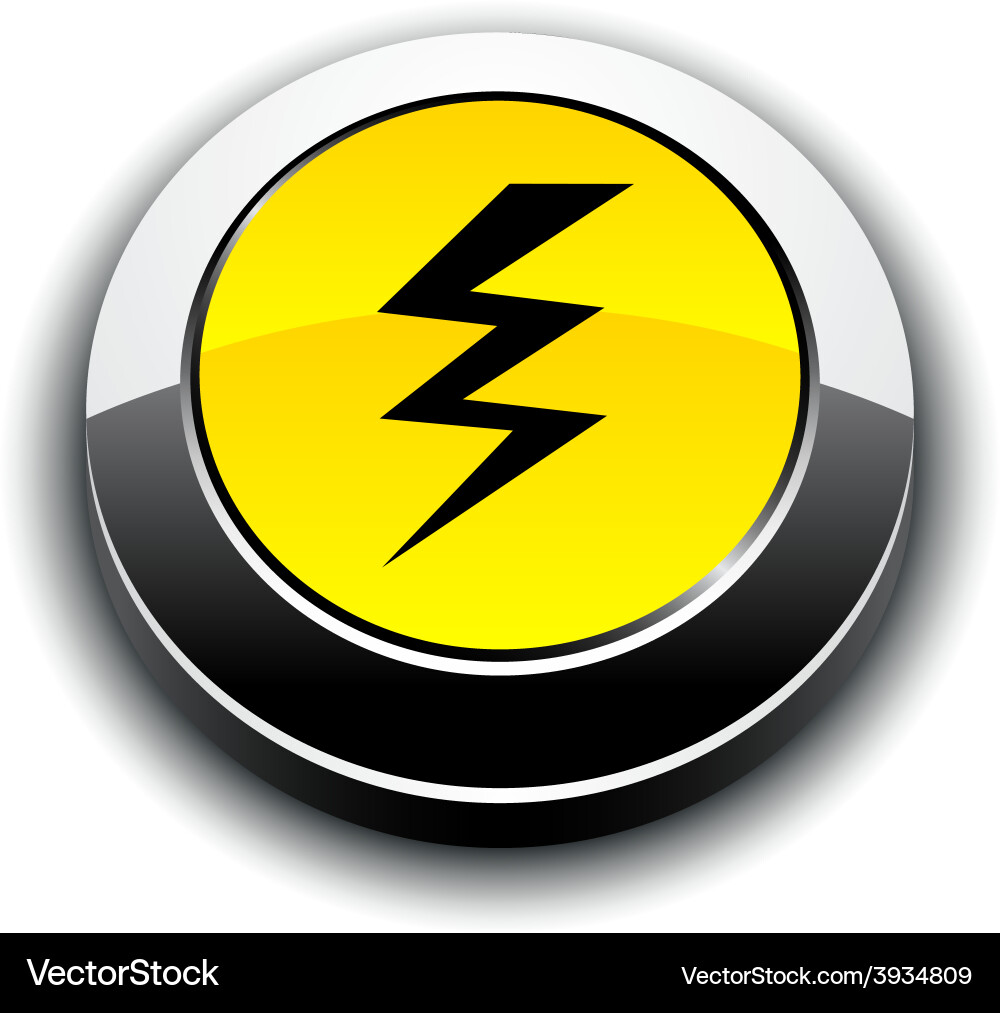 Warning 3d round button vector image