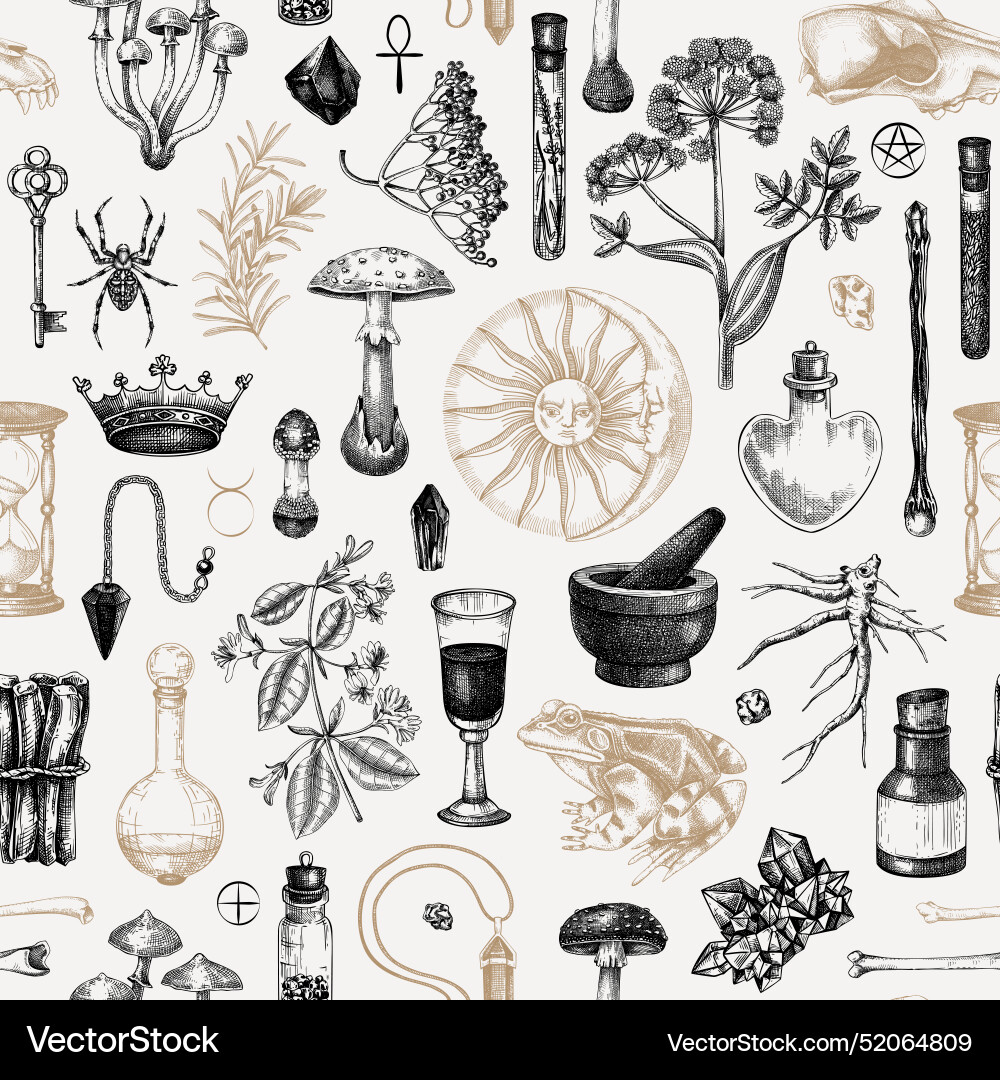 Witcher Pattern Background Witchraft seamless pattern bohemian background – Royalty-Free Vector ...
