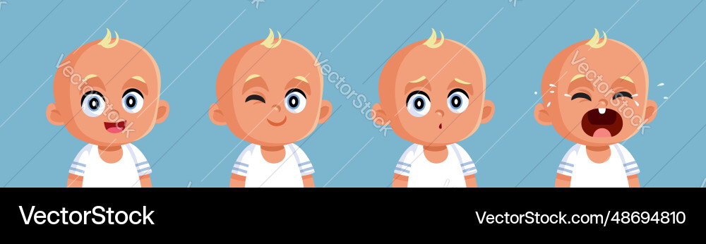 Baby making different expressions and range Vector Image