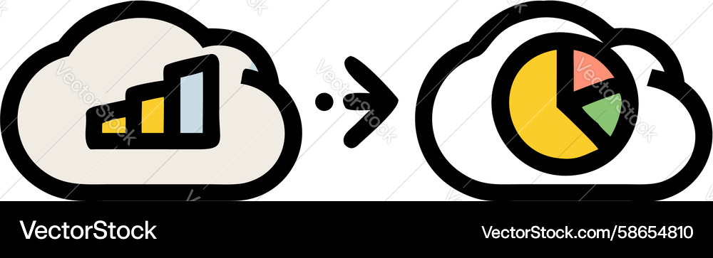 Cloud data flow icon to chart Vector Image