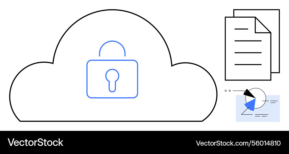 Cloud data security with encryption lock Cloud data security with encryption lock vector image