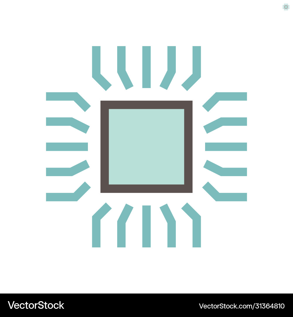 Computer chip processor and technology icon set Computer chip processor and technology icon set vector image