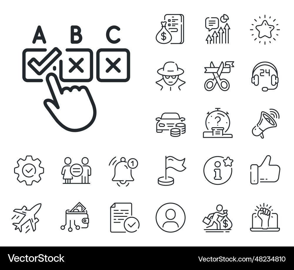 Correct checkbox line icon select answer sign Correct checkbox line icon select answer sign vector image