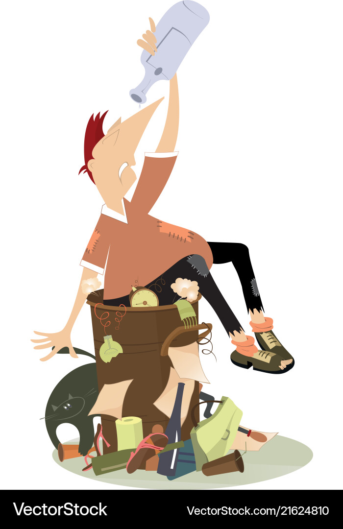 Dump and beggar man with an empty bottle Dump and beggar man with an empty bottle vector image