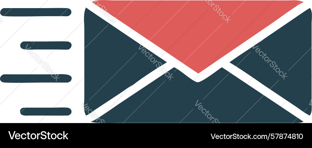 Email envelope icon with lines for message Vector Image