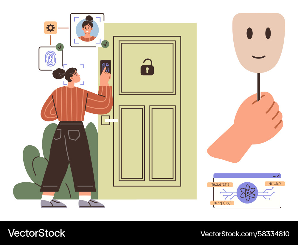 Face Recognition Security Access Vector Image