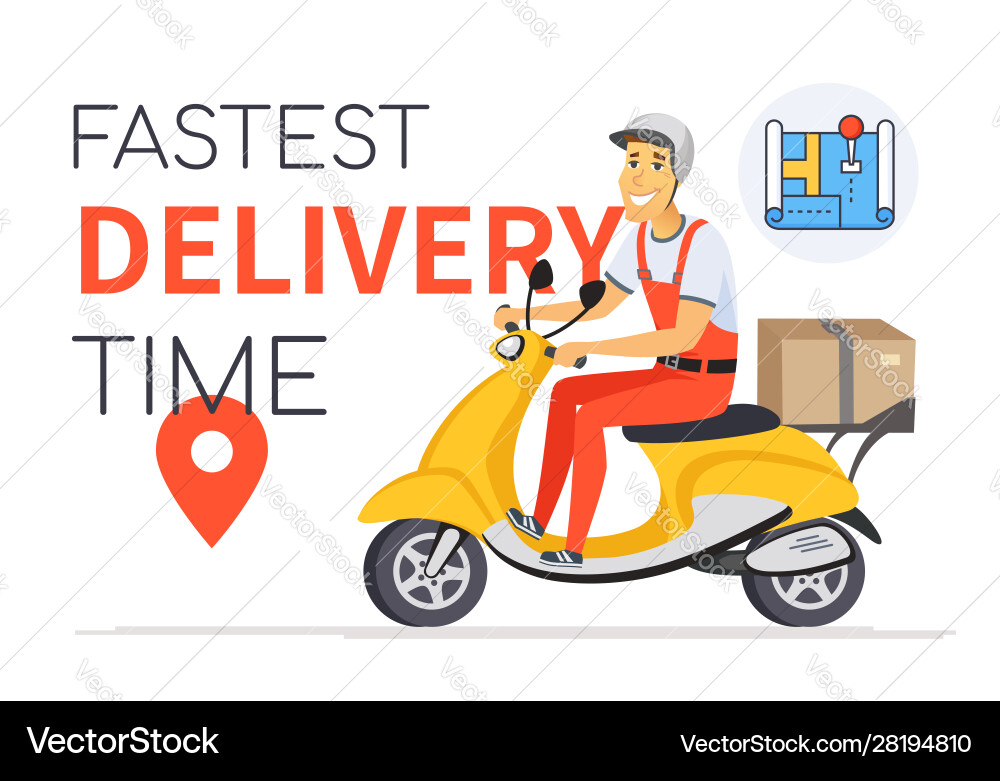 Fastest delivery time - cartoon character Fastest delivery time - cartoon character vector image