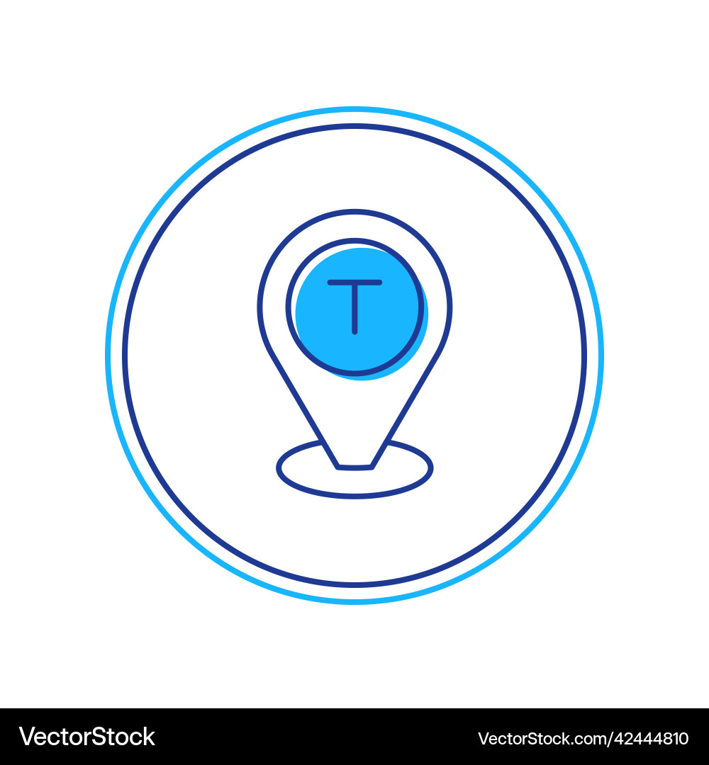 Filled outline map pointer with taxi car icon Filled outline map pointer with taxi car icon vector image