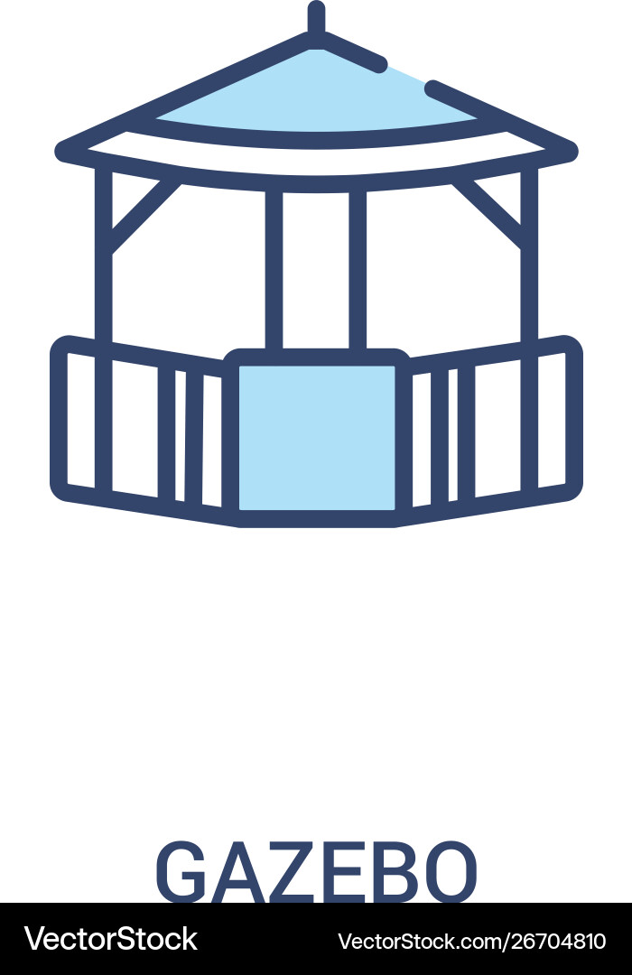 Gazebo concept 2 colored icon simple line element Gazebo concept 2 colored icon simple line element vector image