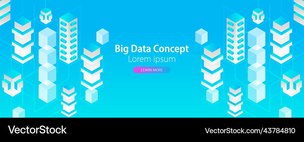 Isometric big data flow processing concept cloud Isometric big data flow processing concept cloud vector image