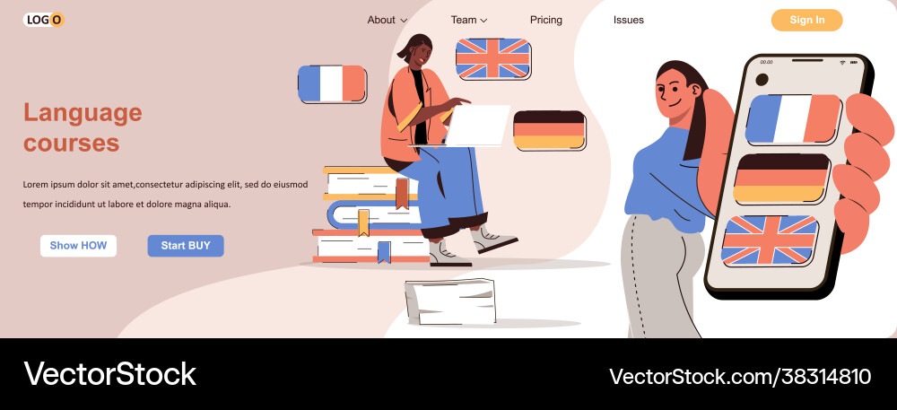 Language Learning Mobile App Concept vector image