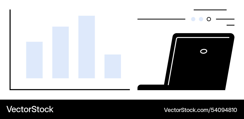 Laptop and bar chart representing data analysis Vector Image