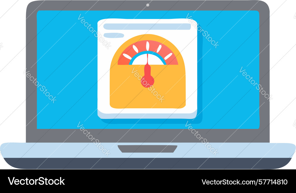 Laptop with speedometer performance metric design vector image