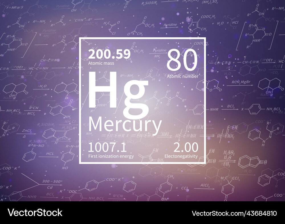 Mercury chemical element with first ionization Mercury chemical element with first ionization vector image