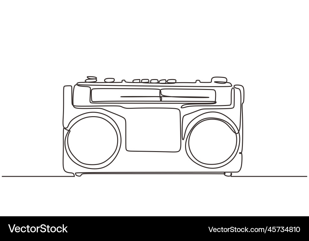 Old radio continuous one line drawing minimalist Old radio continuous one line drawing minimalist Vector Image