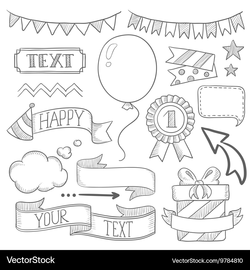 Party Elements & Ribbons Vector Image