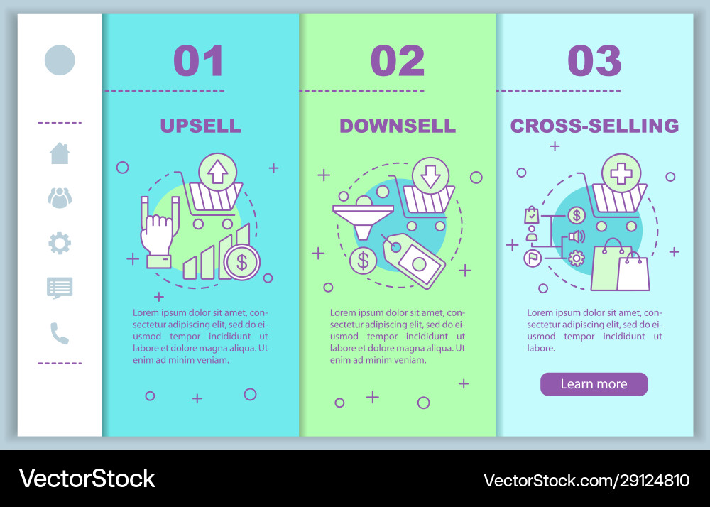 Sales methods onboarding mobile web pages template Sales methods onboarding mobile web pages template vector image